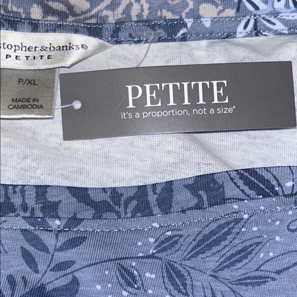 NWT Christopher & Banks Blue Floral Patchwork Women's Top Size P/XL - Picture 7 of 9